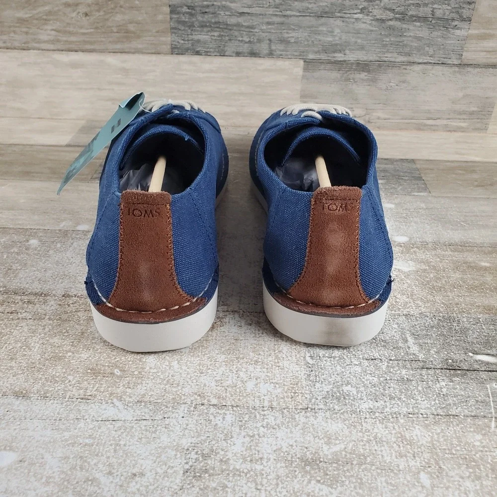 Toms‎ Preston Mens Shoes Sz 14 Navy Washed Canvas Stitch Out Casual Sneakers